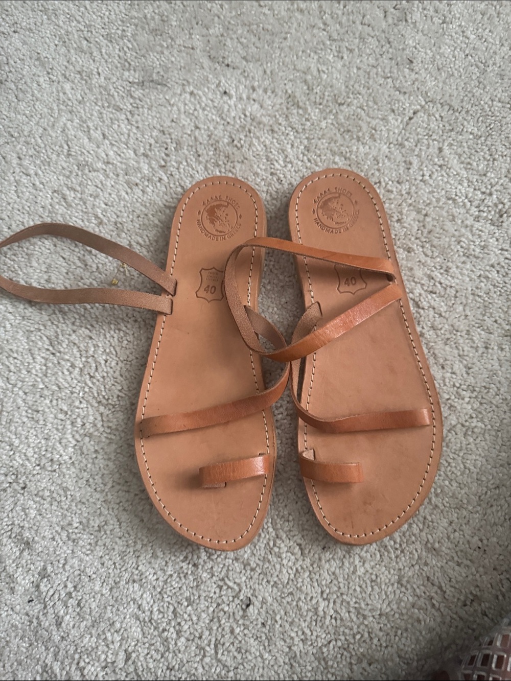 Leather Strappy Sandals in Tan
